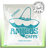 Кофе Amigos Decaffeinato, порционый молотый в чалдах